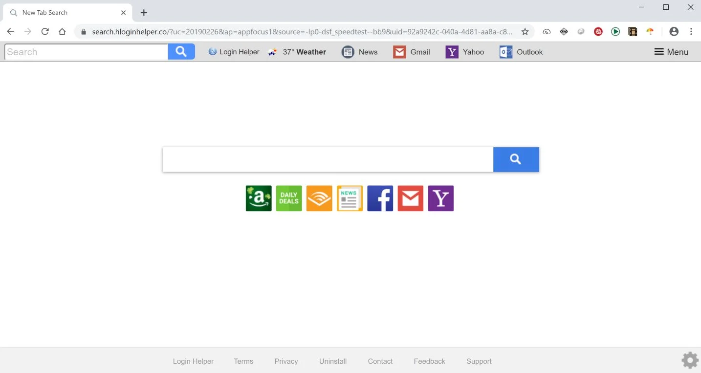 How to remove Login Helper redirect (Virus Removal Guide) 1 Image: Google Chrome is redirected to the Login Helper New Tab Search
