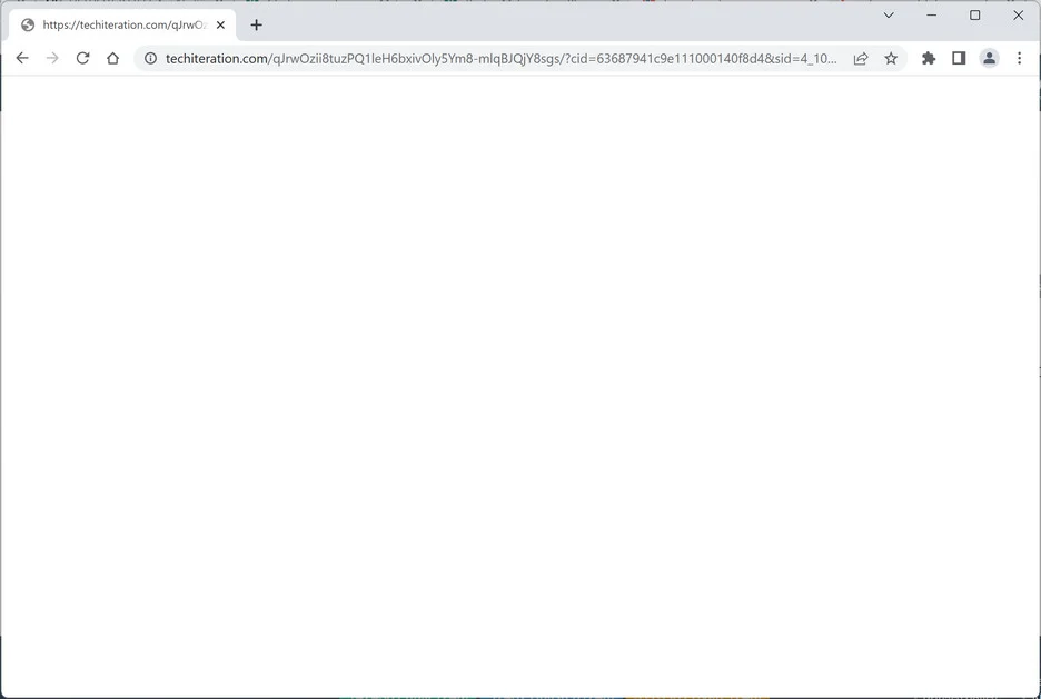 Image: Chrome browser is redirected to the Techiteration.com site