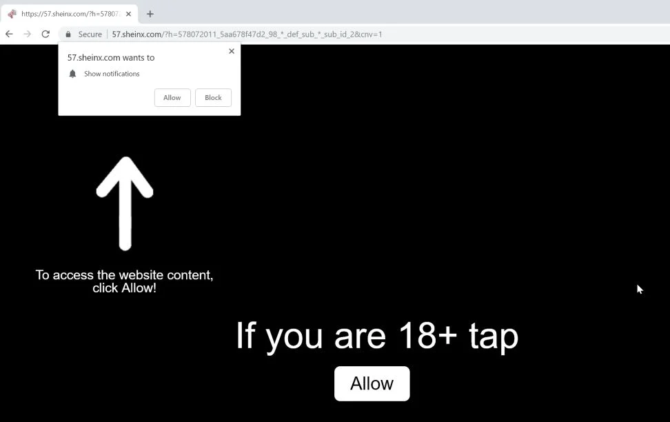 sheinx.com redirect scam