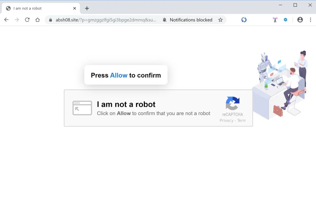 How to remove Absh08.site pop-up ads (Virus Removal Guide) 1 Image: Chrome browser is redirected to Absh08.site