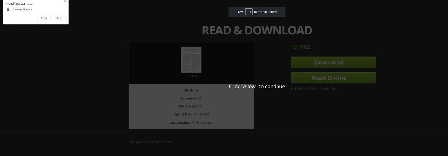 Image: Chrome browser is redirected to Cloud1.pw