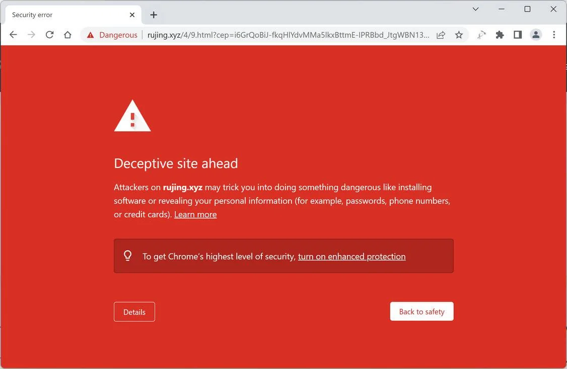 Screenshot of Rujing.xyz Fake Antivirus Scan