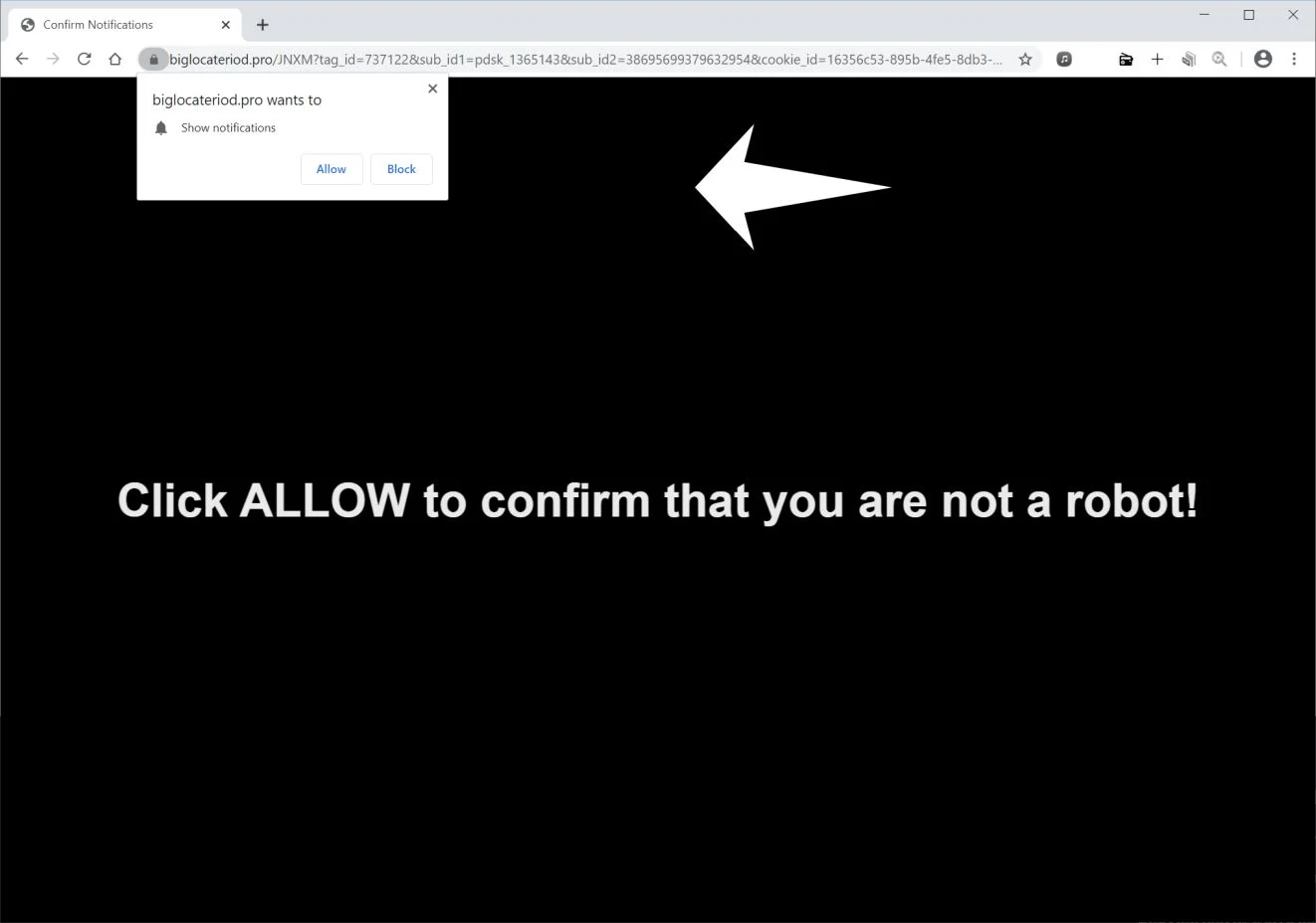 How to remove Biglocateriod.pro pop-up ads (Virus Removal Guide) 1 Image: Chrome browser is redirected to Biglocateriod.pro