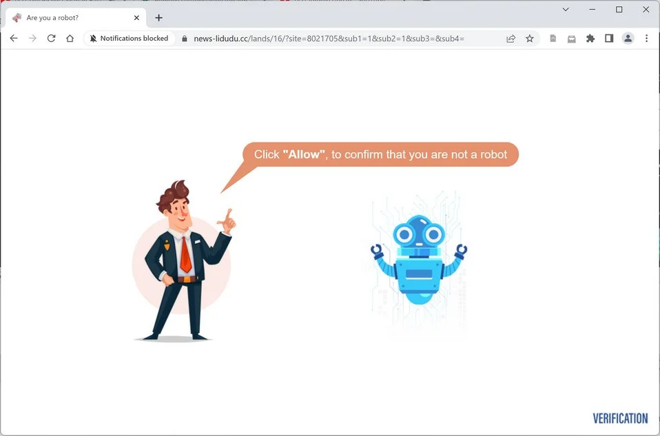 Image: Chrome browser is redirected to News-lidudu.cc