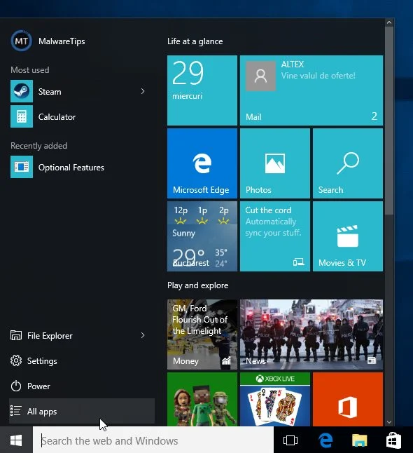 All Apps in Windows 10