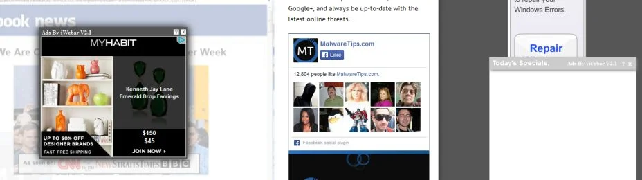 Ads by iWebar V2.1 virus