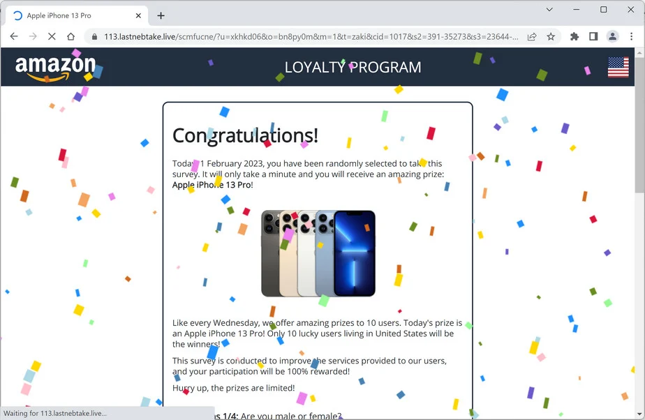 Image: Lastnebtake.live Survey Scam