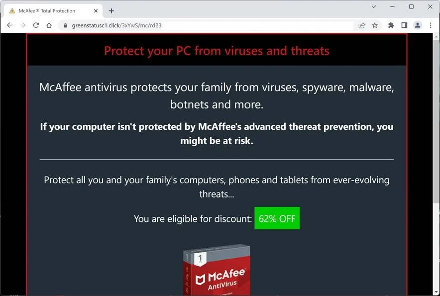 Image: Greenstatusc1.click Fake Alert