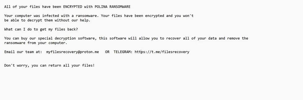 Image: Polina ransomware
