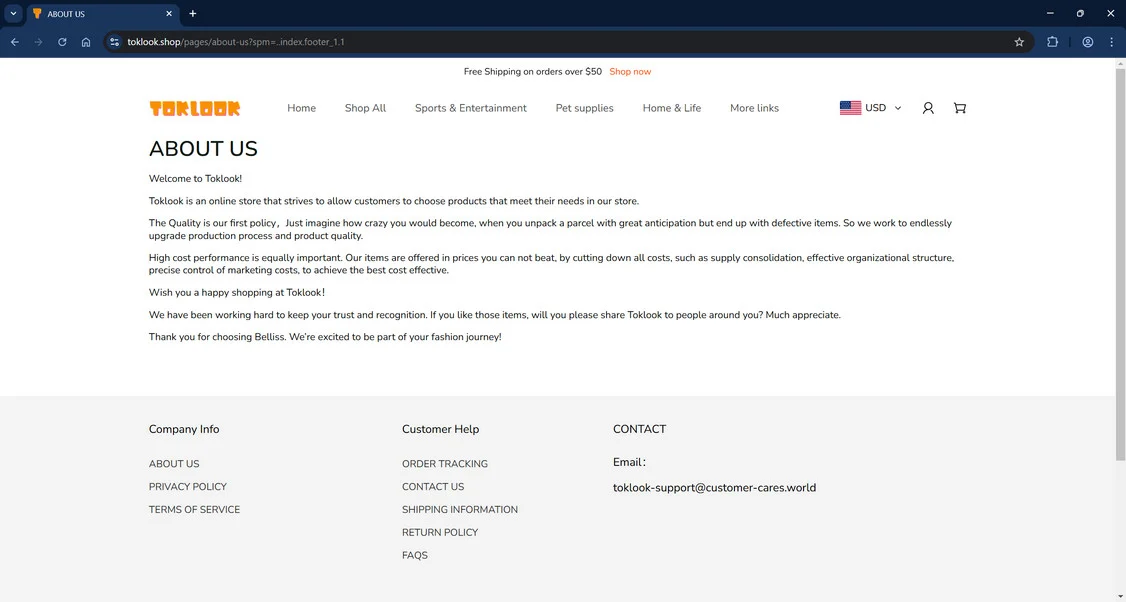 Toklook.shop scam