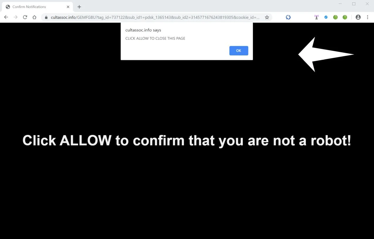 How to remove Cultassoc.info pop-up ads (Virus Removal Guide) 1 Image: Chrome browser is redirected to Cultassoc.info