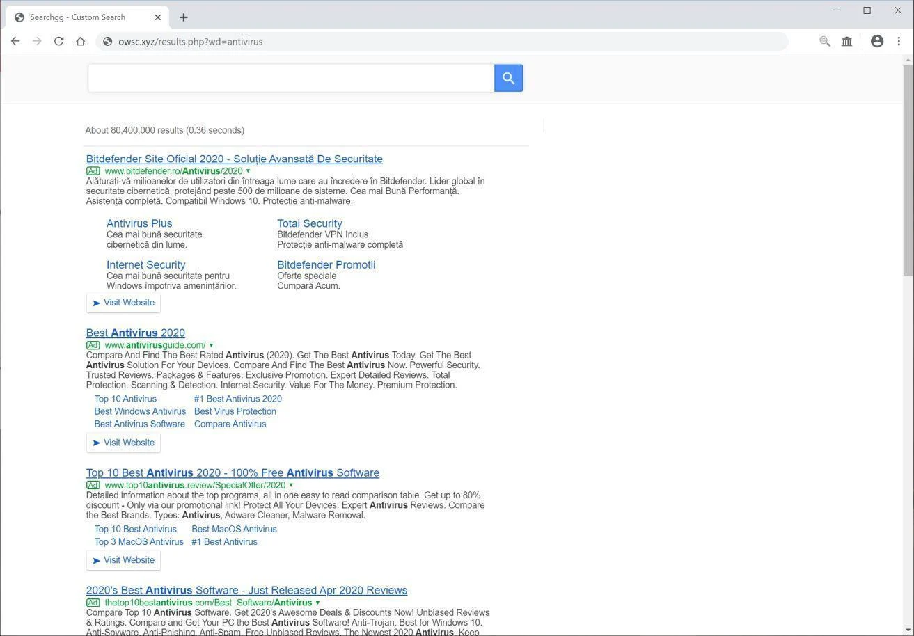 Image: Chrome browser is redirected to Owsc.xyz