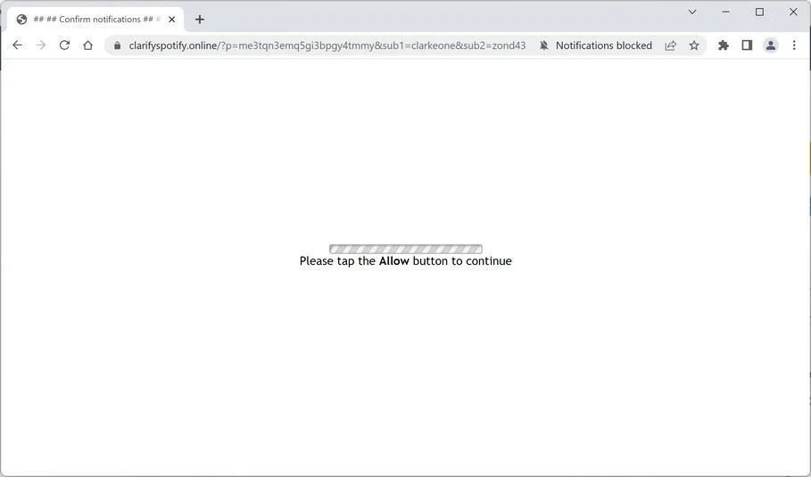How to Remove Clarifyspotify.online Pop-up Ads (Virus Removal Guide) 1 Image: Chrome browser is redirected to Clarifyspotify.online