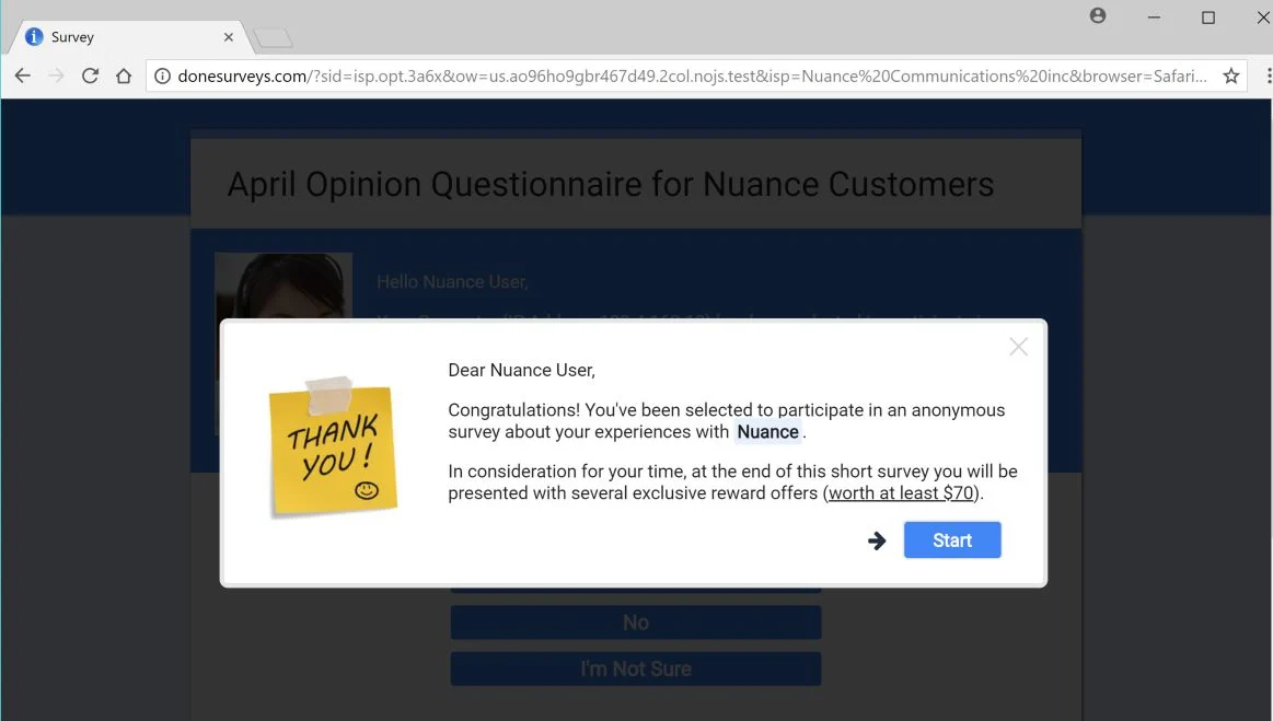 Donesurveys.com pop-up ads