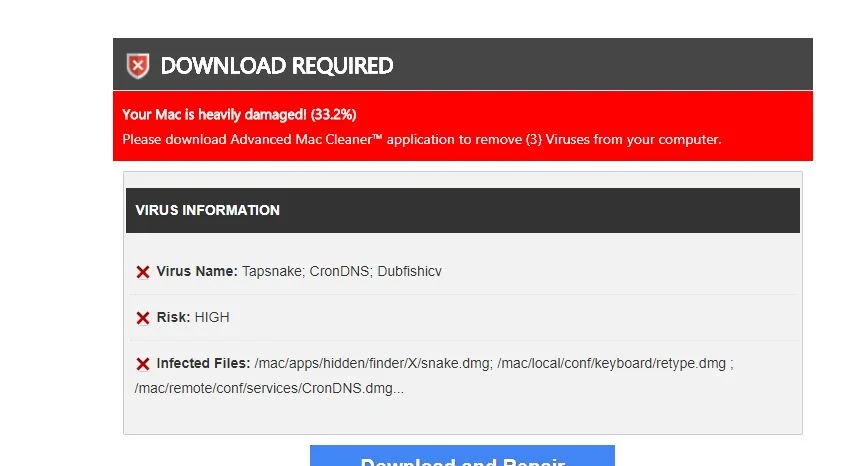 WARNING! The last website you visited has infected your computer with a virus scam