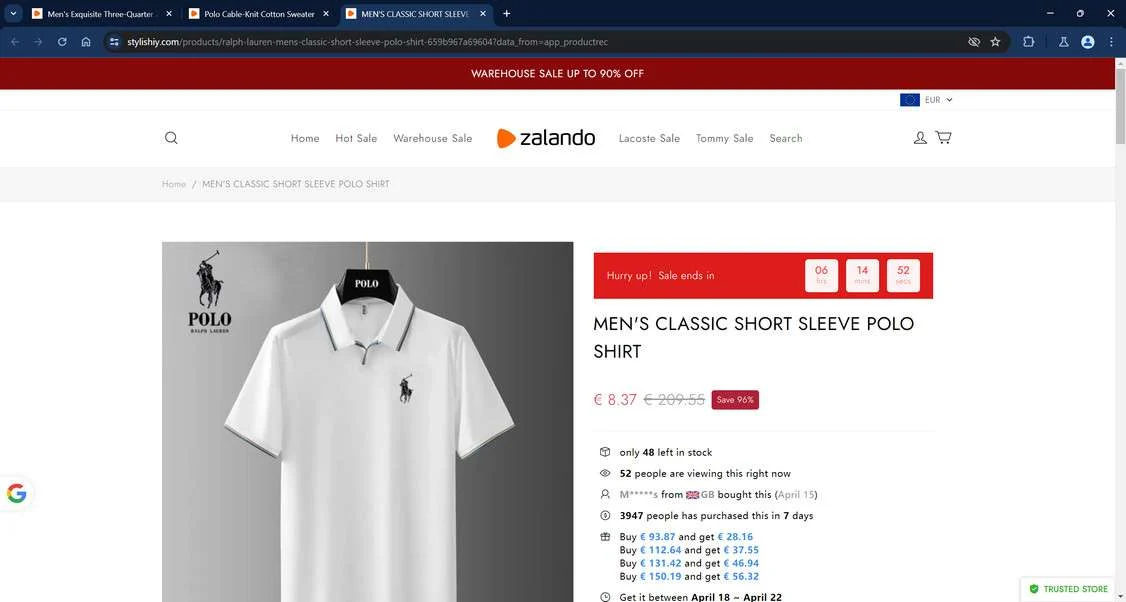 Zalando Ralph Lauren Polo scam 3
