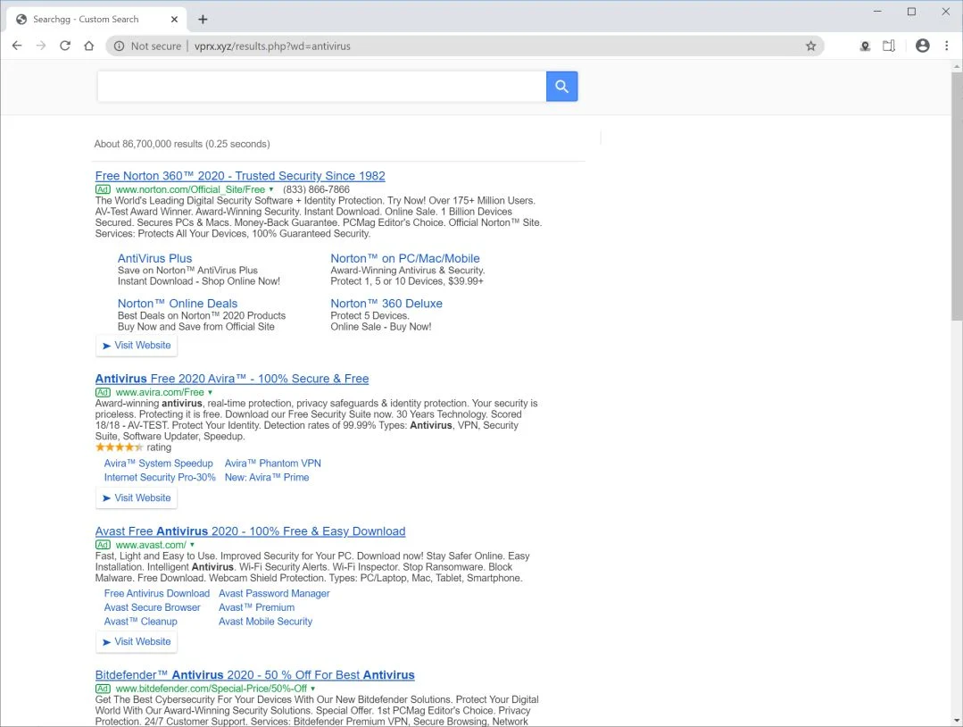 How to remove Vprx.xyz redirect (Virus Removal Guide) 1 Image: Chrome browser is redirected to Vprx.xyz