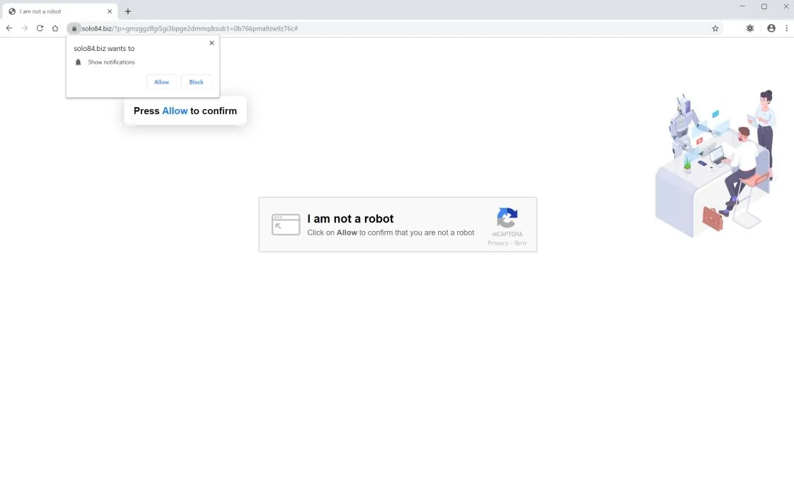 Image: Chrome browser is redirected to Solo84.biz
