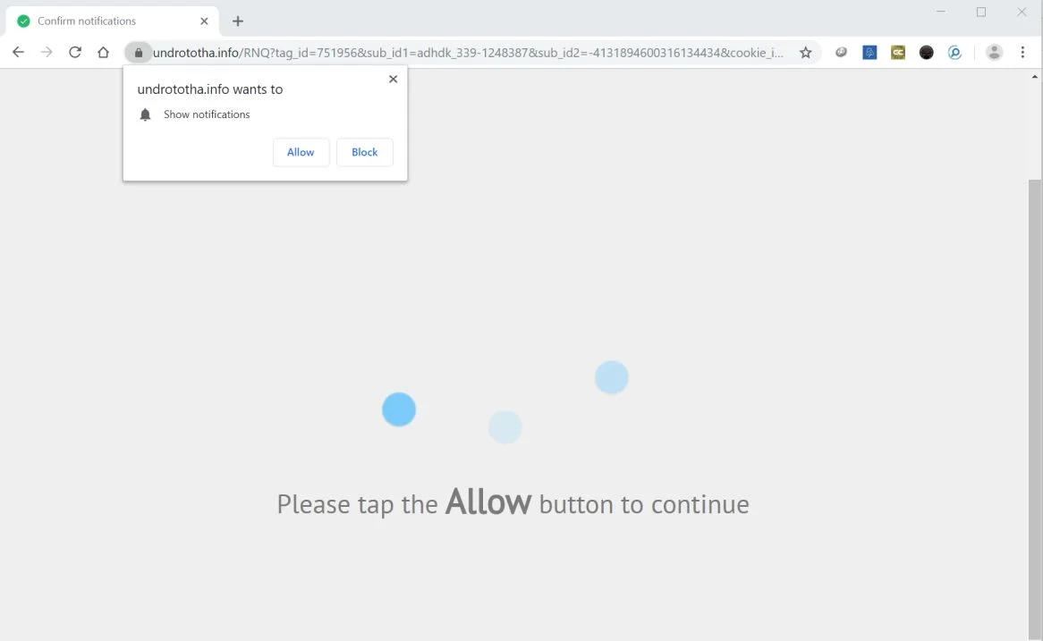 How to remove Undrototha.info pop-up ads (Virus Removal Guide) 1 Image: Chrome browser is redirected to the Undrototha.info site