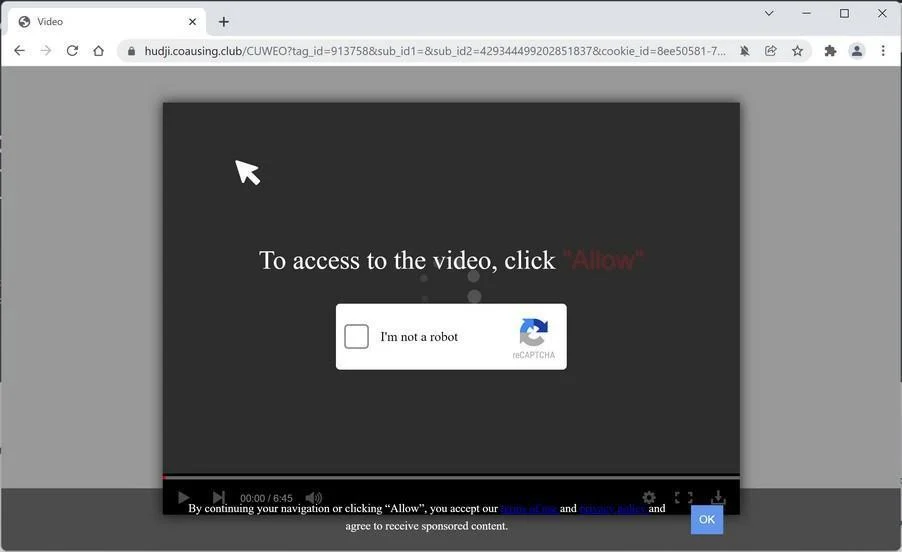 Image: Chrome browser is redirected to Coausing.club