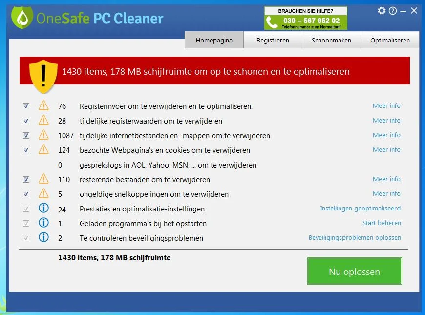OneSafe PC Cleaner system optimizer