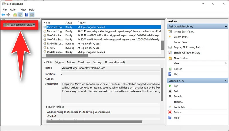 Click on Task Scheduler Library