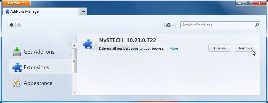 [Image: NvSTECH Toolbar Firefox extension]