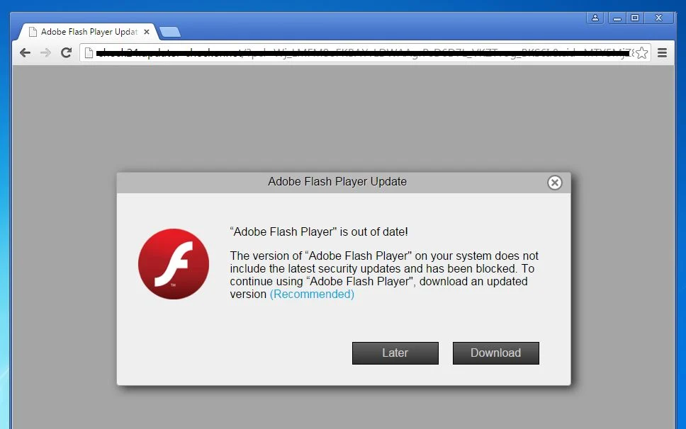 Adobe Flash Player is out of date popup