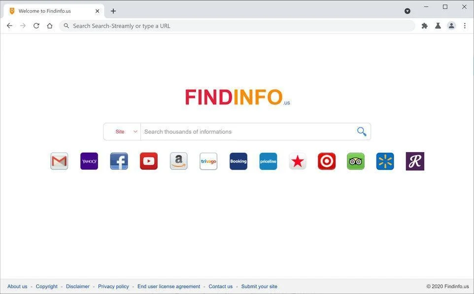 Image: Chrome browser is redirected through FindInfo.us