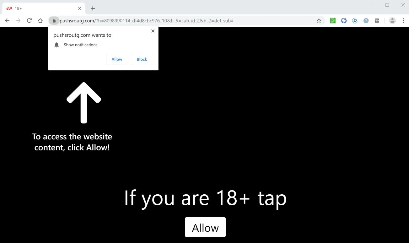 How to remove Pushsroutg.com pop-up ads (Virus Removal Guide) 1 Image: Chrome browser is redirected to Pushsroutg.com
