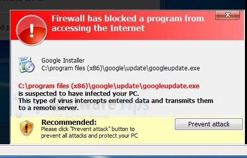 Windows Activity Booster Firewall Alert Picture of Windows Activity Booster