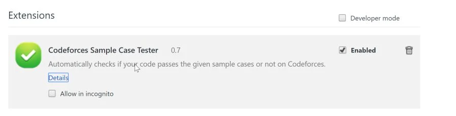 Fake Codeforces Sample Case Tester 0.7 Chrome Extension