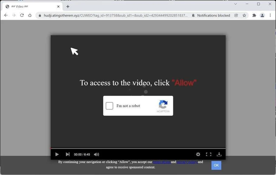How to Remove Atingotherem.xyz Pop-up Ads (Virus Removal Guide) 1 Image: Chrome browser is redirected to Atingotherem.xyz