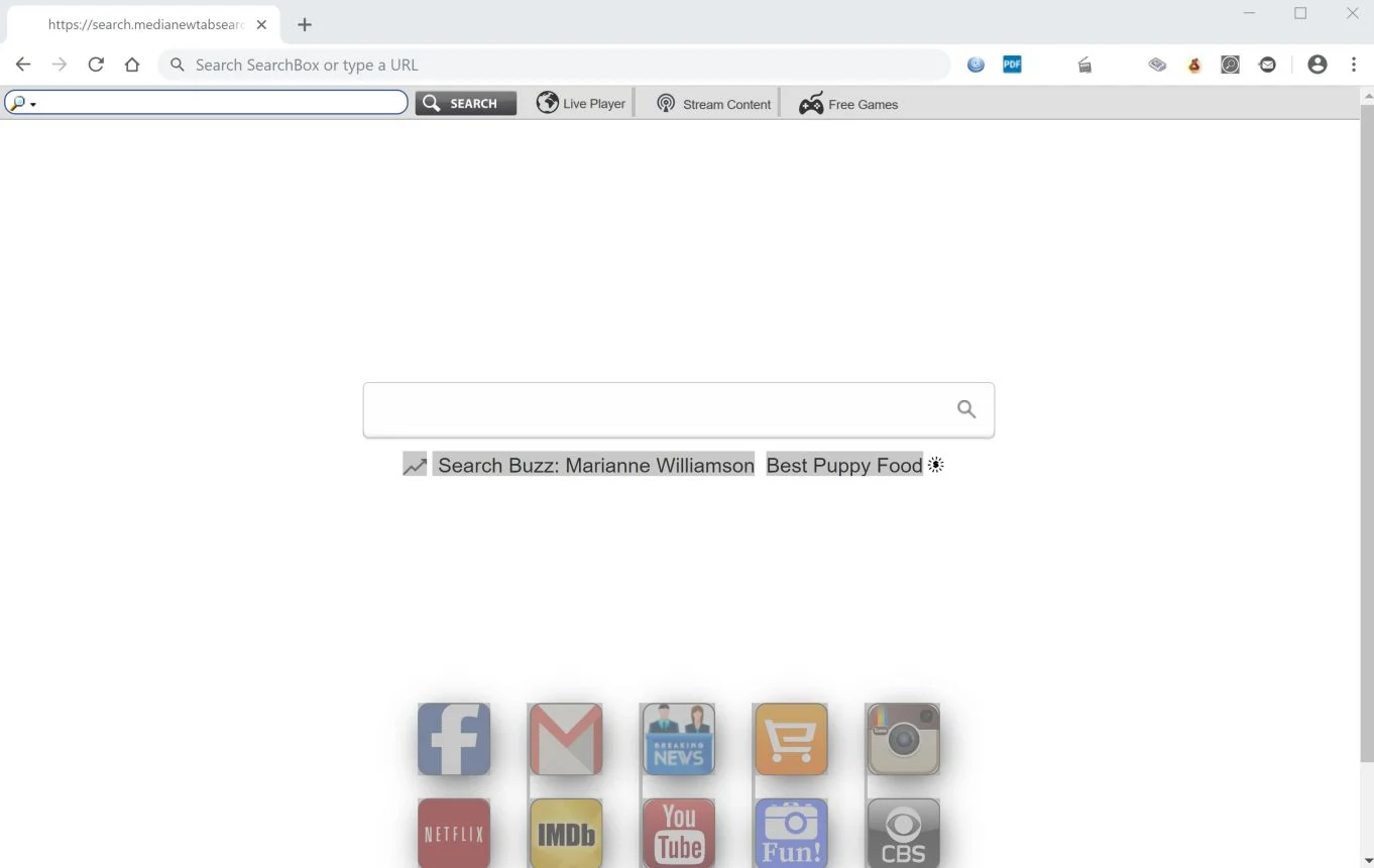 Image Google Chrome is redirected to MediaNewTab New Tab