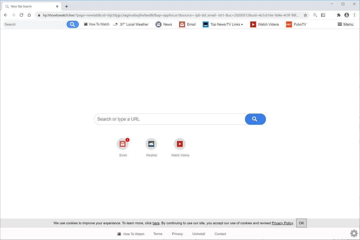 Remove Search.hhowtowatch.live redirect (Virus Removal Guide) 1 Image: Chrome browser is redirected to Search.hhowtowatch.live