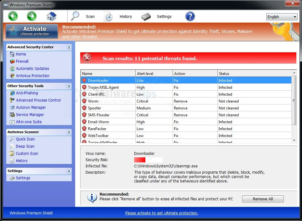 [Image: Windows Premium Shield virus]