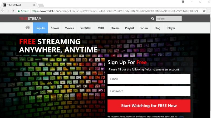 redirect to vodplus.co virus