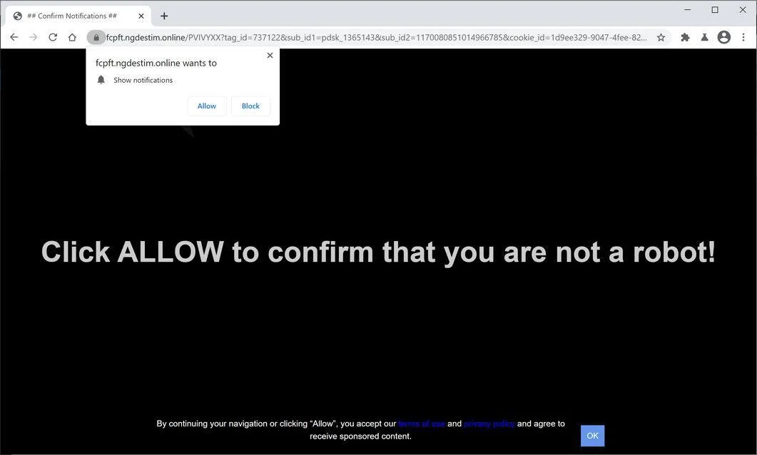Remove Ngdestim.online pop-up ads (Virus Removal Guide) 1 Image: Chrome browser is redirected to Ngdestim.online