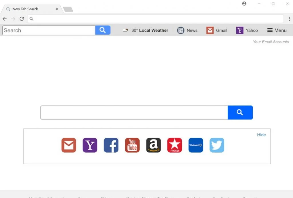 Your Email Accounts New Tab redirect