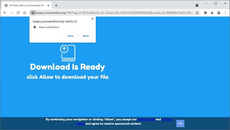 Remove Youneerdmo.top pop-up ads (Virus Removal Guide) 1 Image: Chrome browser is redirected to Youneerdmo.top
