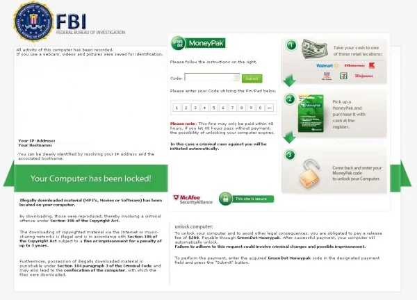 Your computer has been locked! fbi virus