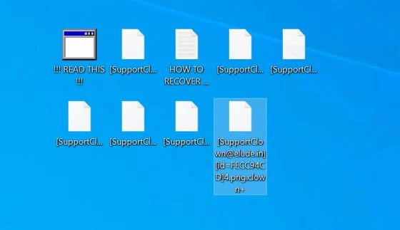 Image: [SupportClown@elude.in].clown+ ransomware