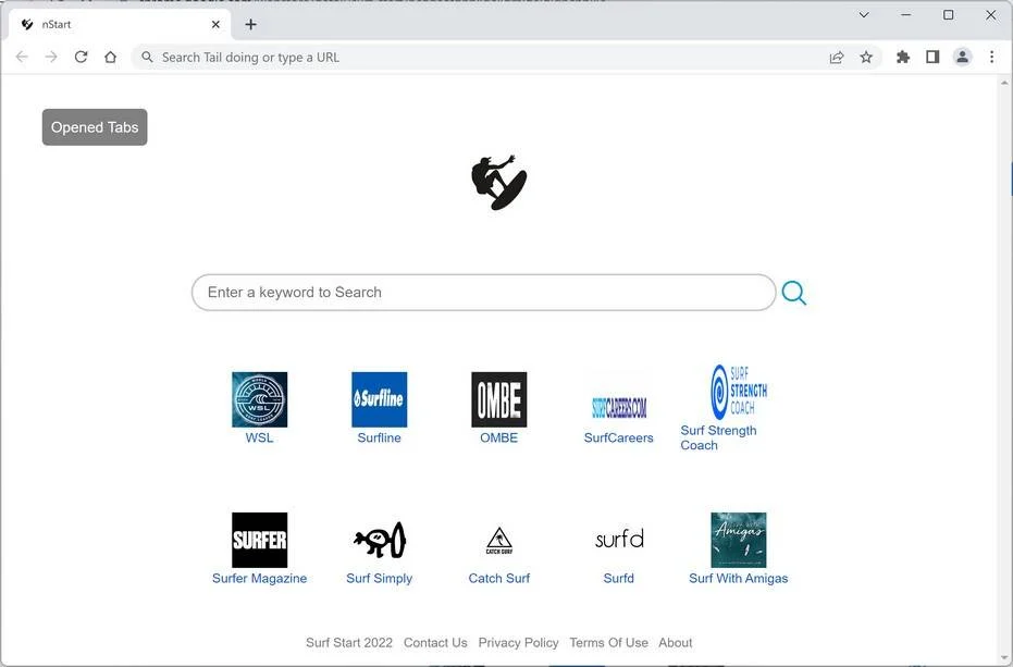 Remove Surf Start Browser Hijacker (Virus Removal Guide) 1 Image: Surf Start new tab page