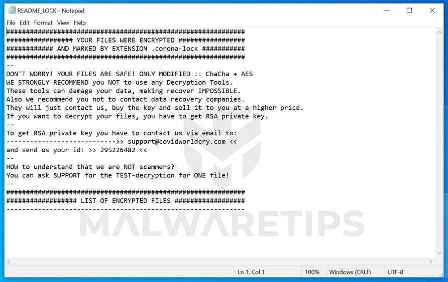 Image: Corona-lock ransom note