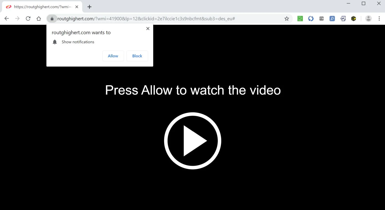 How to remove Routghighert.com pop-up ads (Virus Removal Guide) 1 Image: Chrome browser is redirected to Routghighert.com