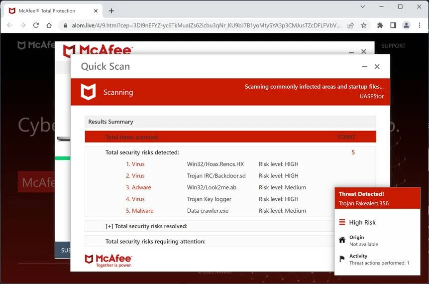 Image: Alom.live Fake Alert