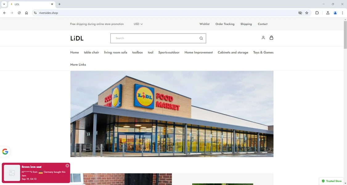Riversides.shop Scam Store: A Fake LIDL Website 1 Riversides.shop scam