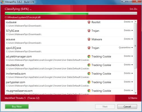 HitmanPro scanning for Mystart.Airzipper.com virus