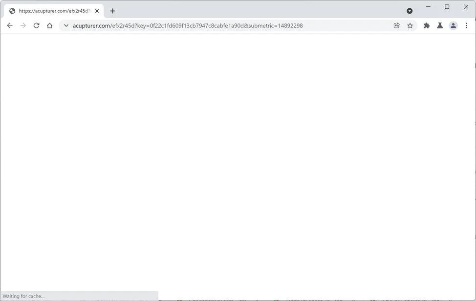 Image: Chrome browser is redirected to Acupturer.com