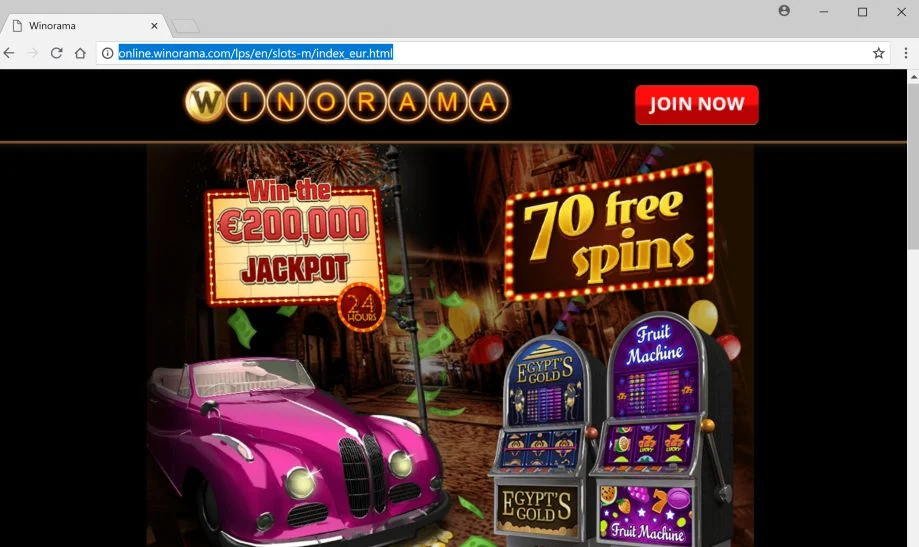 online.winorama.com pop-up redirect